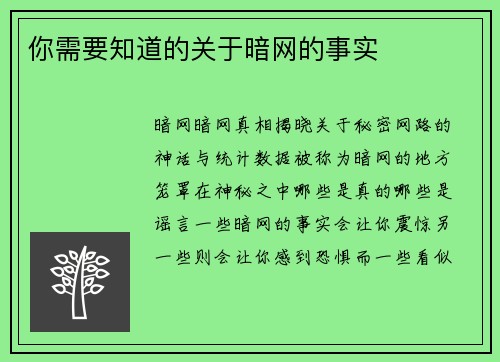 你需要知道的关于暗网的事实