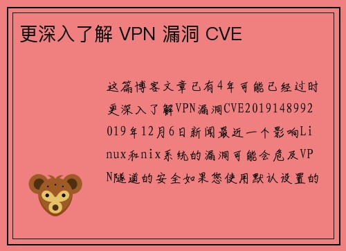 更深入了解 VPN 漏洞 CVE